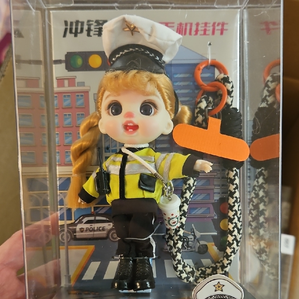 Cute Kids Police Doll in Yellow Jacket with Hat